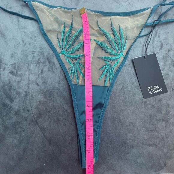 Thistle and Spire Haze Thong Womens 3X Emerald Butterscotch Sheer Revolve - Picture 7 of 9